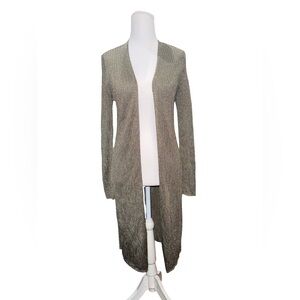 Chico’s Metallic Ribbed Duster Cardigan Size Small NWT Shimmer Open Front